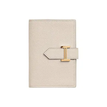 HERMES Bearn Epsom Calfskin Money Clip Card Holder Women's 10 Craie Milkshake White