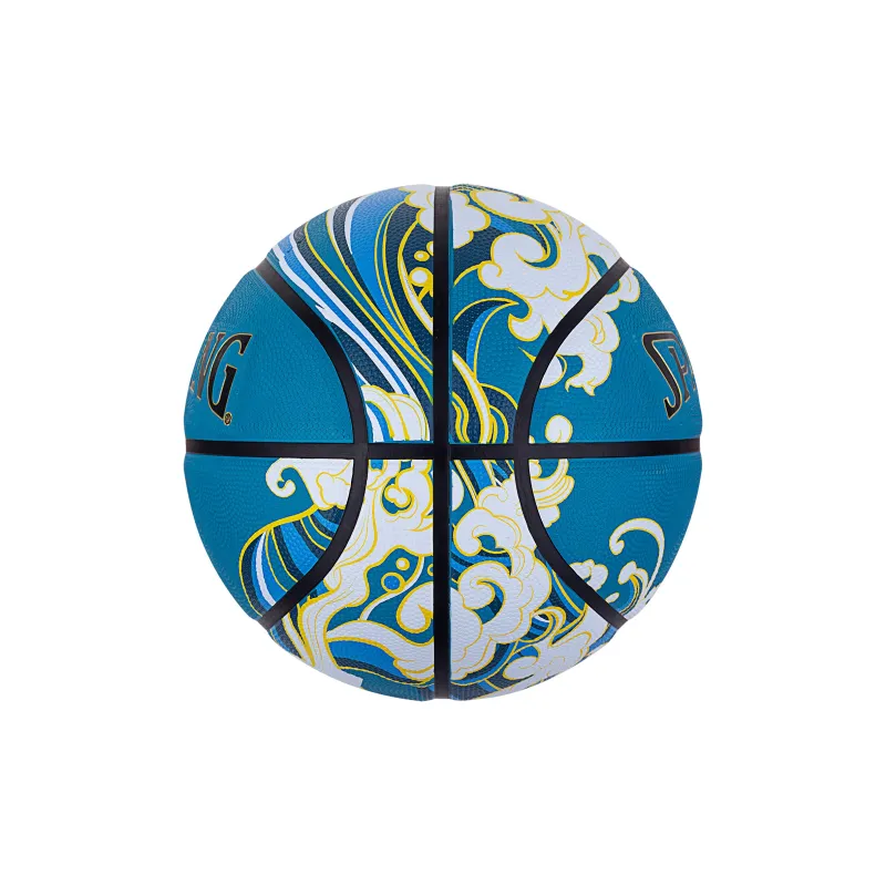 SPALDING Track Series Rubber Basketball Blue Waves Size 7 Training Competition Unisex-4