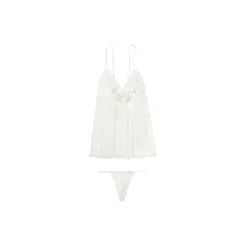 Victoria's Secret VERY SEXY Pleated Babydoll Set Set Women's White
