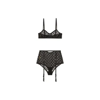GUCCI Gg Star Embroidered Tulle Lingerie Set