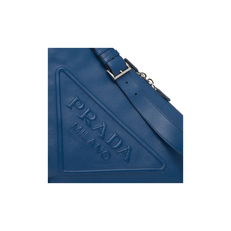 PRADA Triangle Leather Bonded Recycled Nylon Triangle Bag Shoulder Bag Crossbody Bag Men's Dark Purple Blue-3