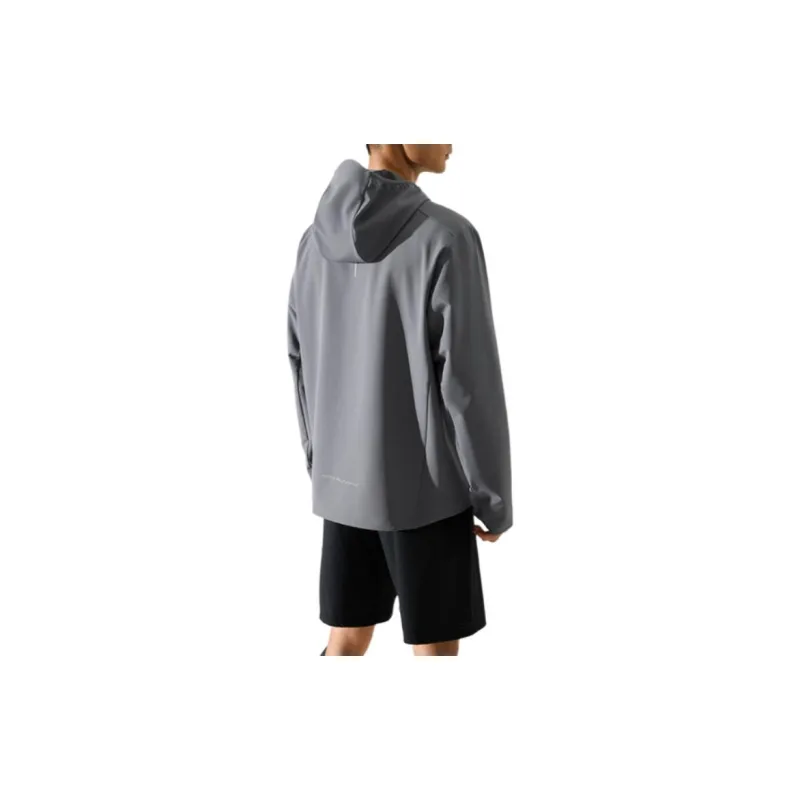 Anta Running Collection Water-Resistant Wear-Resistant Windproof Windbreaker Jacket Men's Trail Gray-1