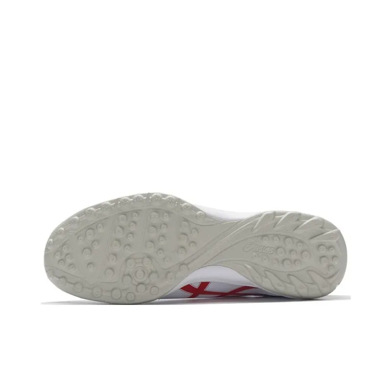 Asics TF Rubber Broken Studs Artificial Ground Anti Slip Wear Resistant Soccer Shoes Men's White Red-3