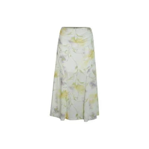 Little pull Casual Long Skirts Women's Yellow Print