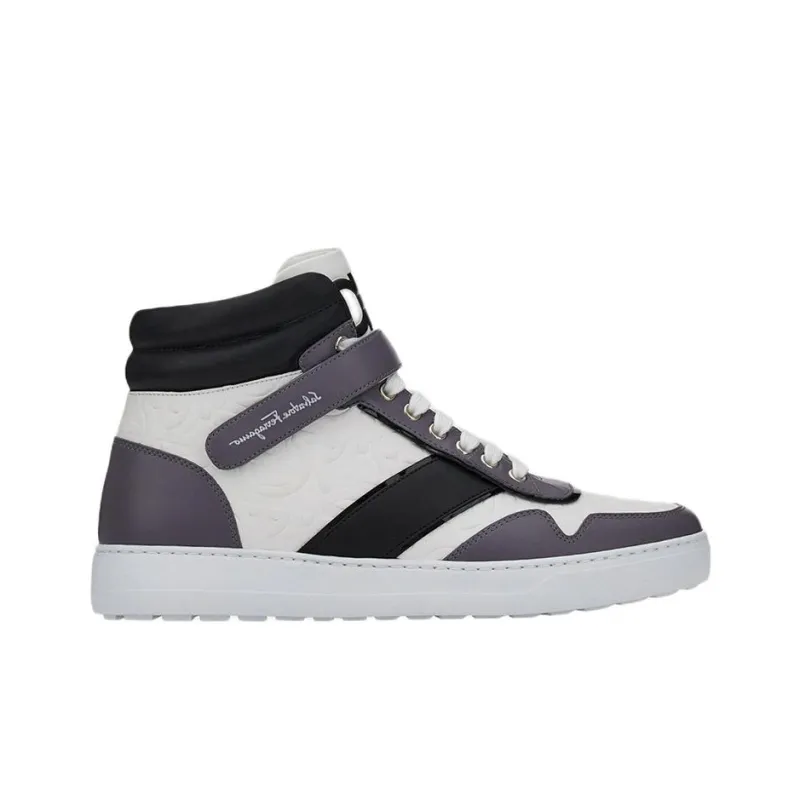 FERRAGAMO GANCINI Skateboard Shoes Men's White Black Gray-1