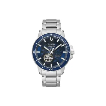 BULOVA Wrist Watch Automatic Mechanical Movement Stainless Steel Strap 45mm Blue Dial Men's Watches