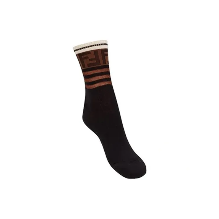 FENDI Mid-Calf Socks Unisex 1 Pack Black-1