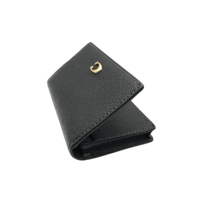 COACH Card Case Leather Coin Purse, Wallet, Card Holder Mini Unisex Black-3