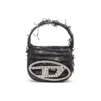 DIESEL Cow Leather With Fabric 1DR Bag, Crossbody Handbag, Shoulder Bag Mini Women's Black