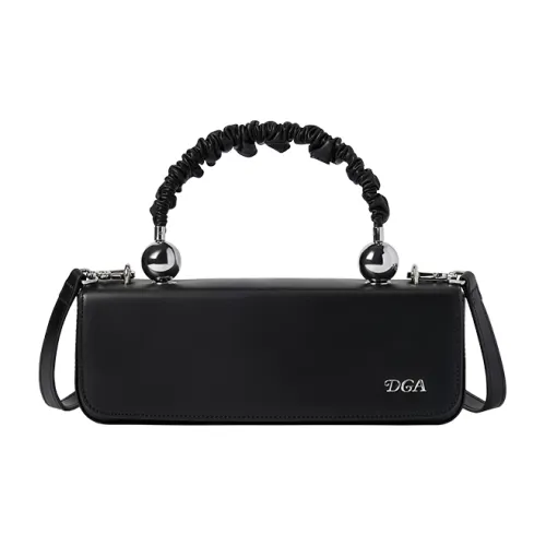 DEGAIA Cow Leather Baguette Bag Shoulder Bag Crossbody Bag Handbag Small Size Women's Jet Black/Matte White/Deep Camel