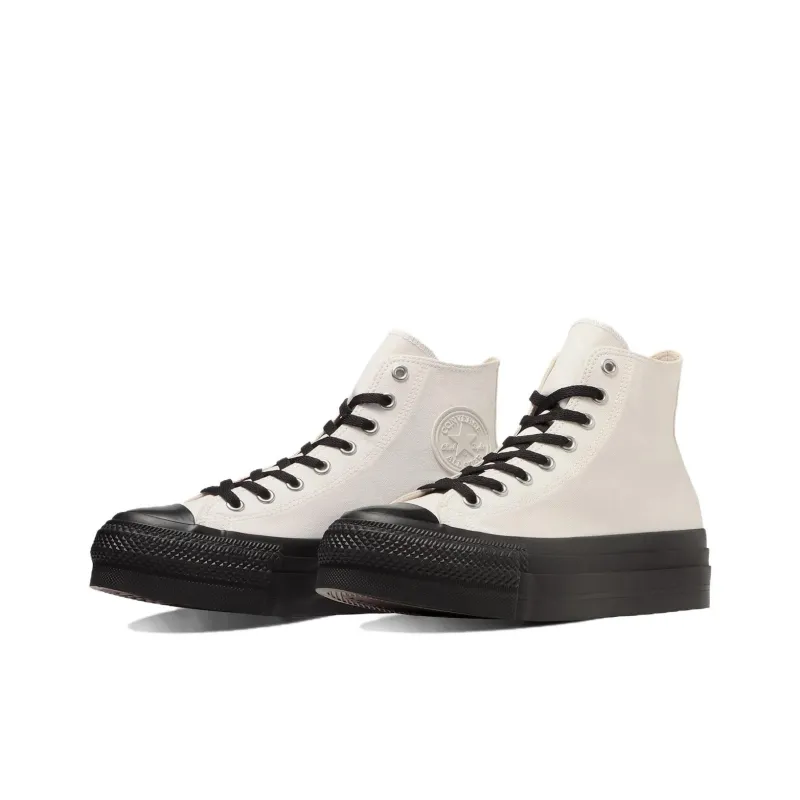 Converse All Star Anti Slip Wear Resistant Mid Top Canvas Shoes Unisex White Black-2