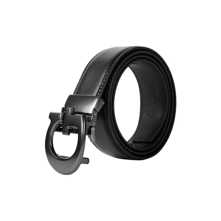 GXG Trendy Men's Automatic Buckle Business Casual Korean Style Inseam Belt Youth Belt Leather Belts Men's Black 3.5cm-1