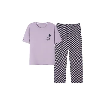 MIIOW Cool One Summer Series Pajama Set Women's Purple Plaid