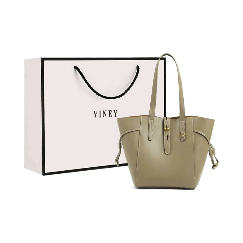 VINEY Cow Leather Handbag Shoulder Bag Tote Shopping Bag Large Size Women's Multicolor-6