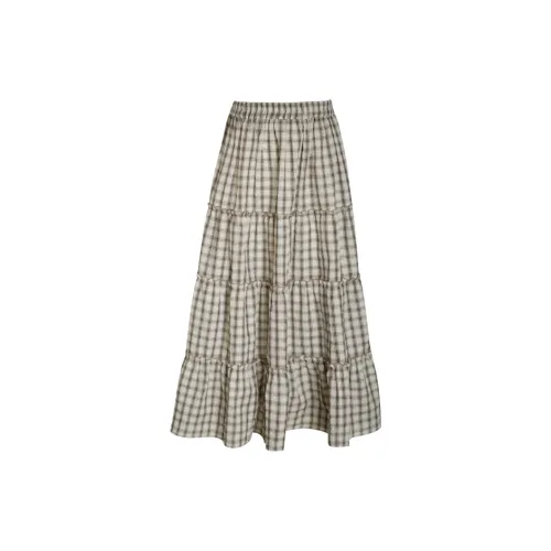 Little pull Casual Long Skirts Women's Plaid