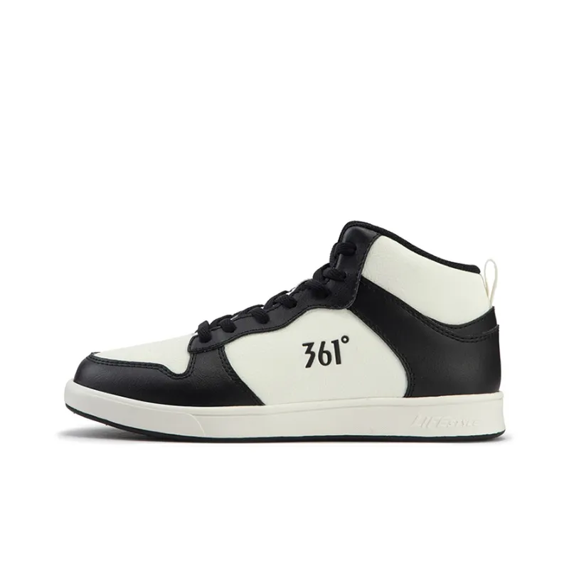 361° Air Force One Anti Slip Wear Resistant Mid Top Skateboard Shoes Women's Black White-0