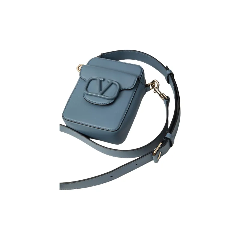 Valentino Locò Calfskin Crossbody Bag Shoulder Bag Small Size Men's Haze Blue-4