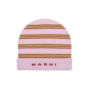MARNI Kids Knit Wool Mix Striped Beanie