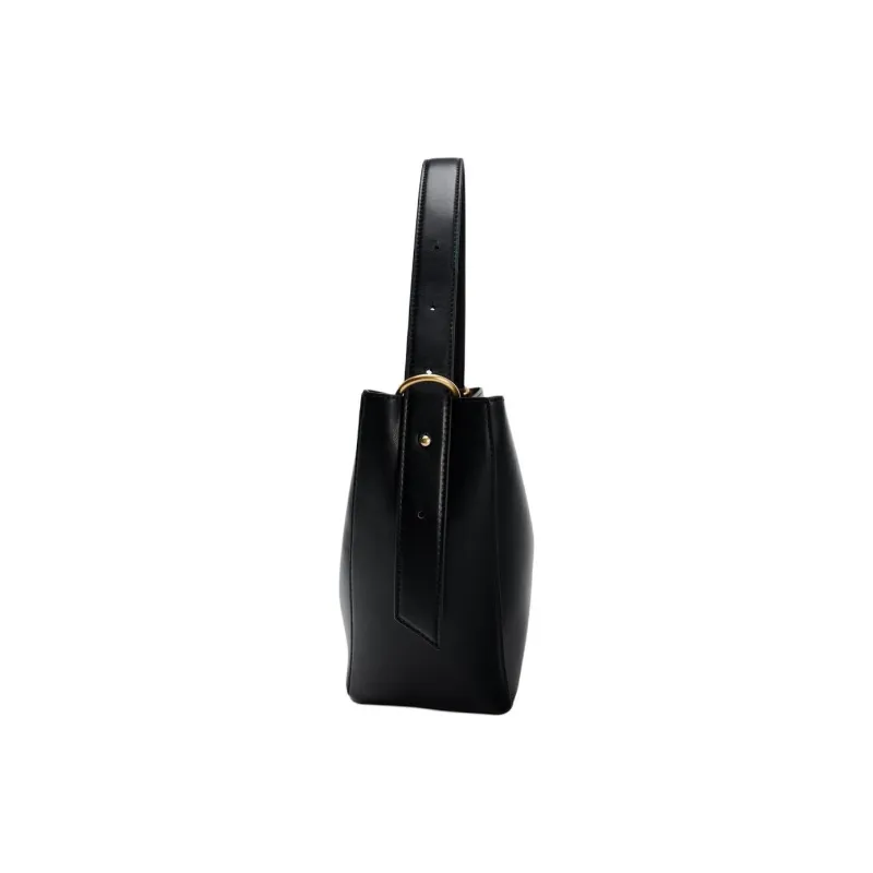 ZARA Polyurethane Bucket Bag, Handbag, Shoulder Bag Women's Black-4