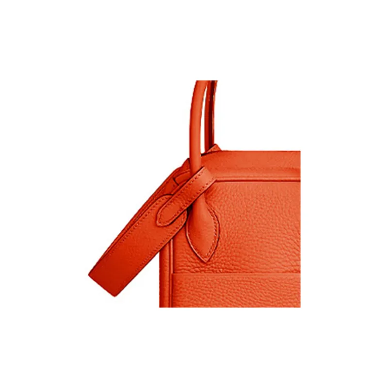 HERMES Lindy Clemence Bullock Leather Handbags Shoulder Bags Women's 9J Feu Flame Orange-4