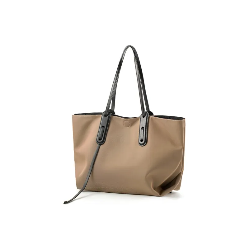 Vigno Synthetic Leather Tote Bag, Shopping Bag, Handbag, Shoulder Bag Women's Khaki/Black-2