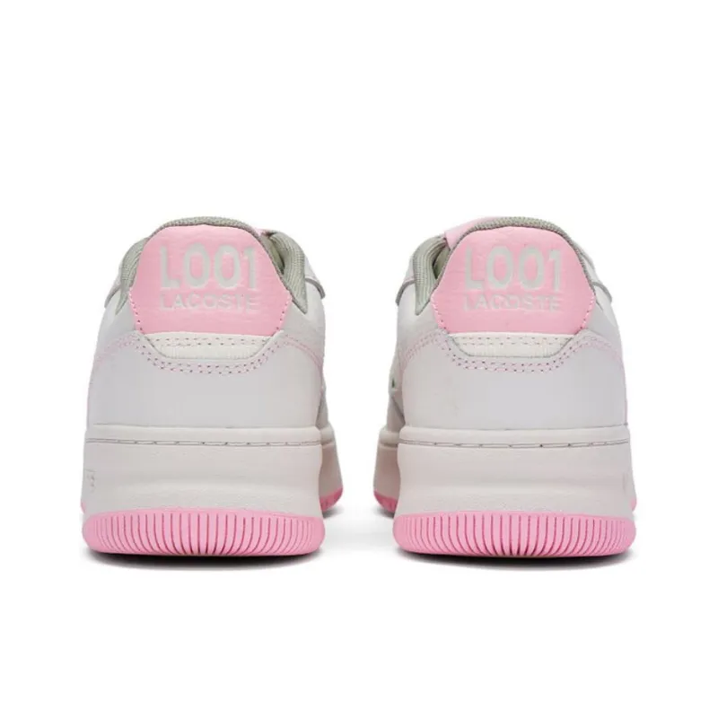 LACOSTE Wear Resistant Low Top Skateboard Shoes Women's Ecru Light Pink-3