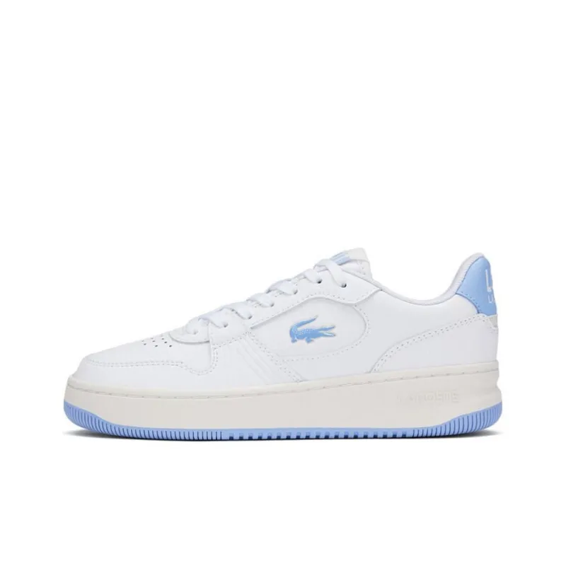 LACOSTE Wear Resistant Low Top Skateboard Shoes Women's Ecru Light Blue-0