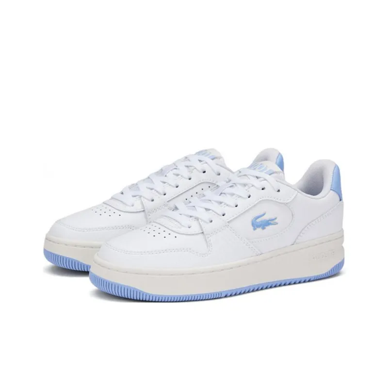 LACOSTE Wear Resistant Low Top Skateboard Shoes Women's Ecru Light Blue-2