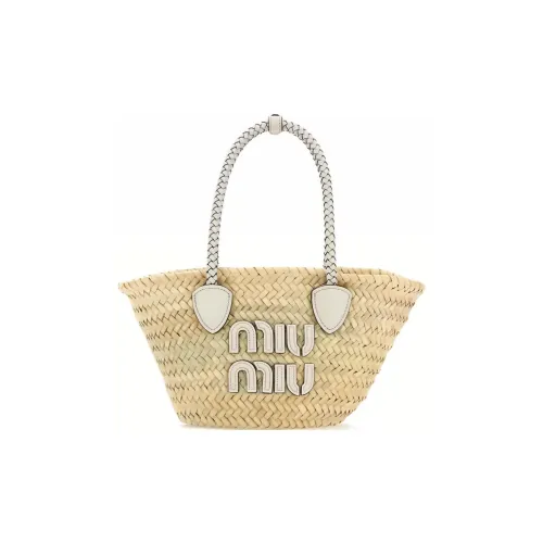 MIU MIU Palm With Leather Tote Bag, Shopping Bag, Shoulder Bag, Crossbody Bag, Handbag Women's Natural & White