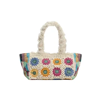 ZARA 100% Cotton Tote Bag Shopping Bag Handbag Shoulder Bag Women's Beige Multicolor
