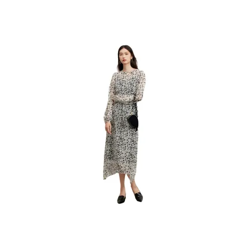 TKY SHOP Long-Sleeved Dresses Women's Black Floral