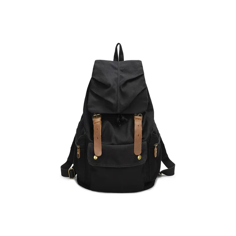 H YXIANG Canvas Backpack Regular Men's Black/Green/Army Green/Earth Yellow-0
