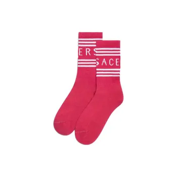 VERSACE Logo Stripped Socks 'Glossy Pink/White'