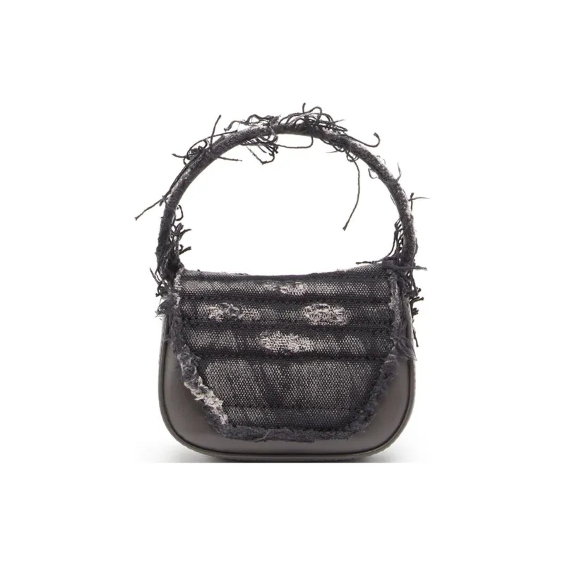 DIESEL Cow Leather With Fabric 1DR Bag, Crossbody Handbag, Shoulder Bag Mini Women's Black-3
