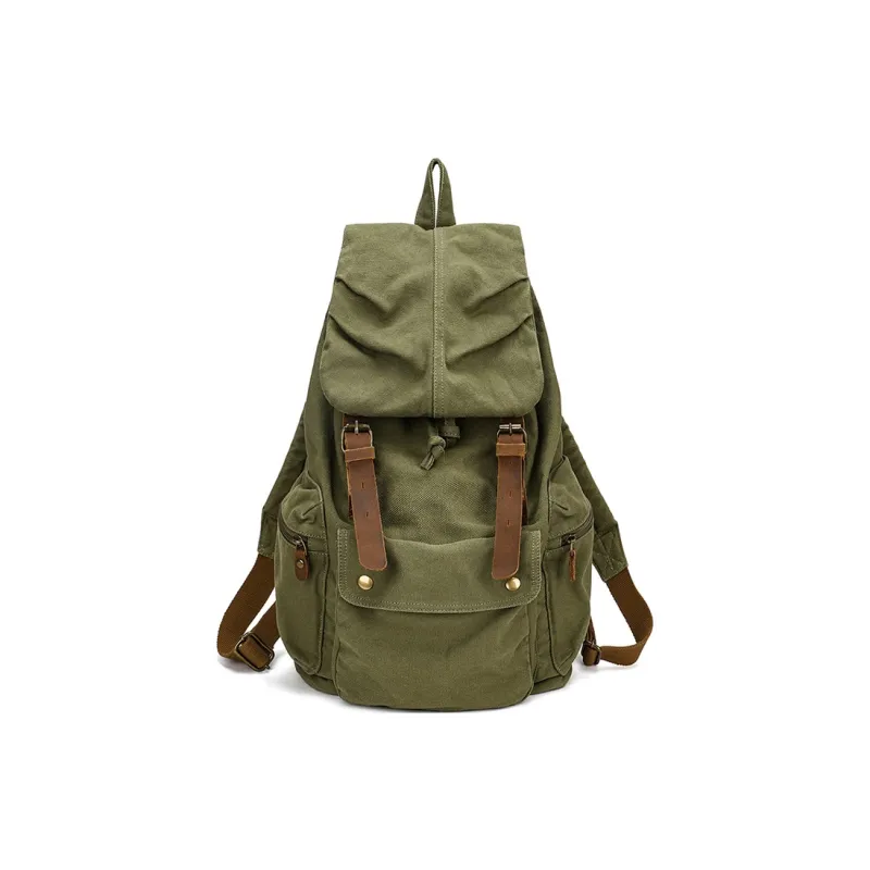 H YXIANG Canvas Backpack Regular Men's Black/Green/Army Green/Earth Yellow-2