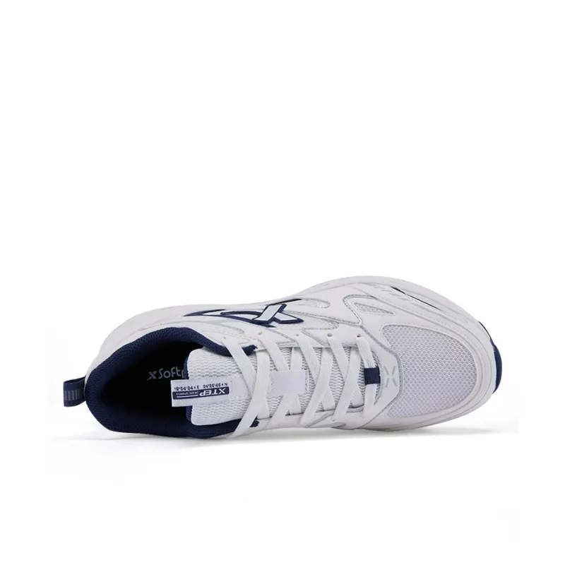 XTEP Shock Absorbing, Non Slip, Wear Resistant, Breathable And Lightweight Low Top Casual Shoes Men's White Blue-2