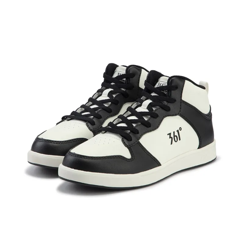 361° Air Force One Anti Slip Wear Resistant Mid Top Skateboard Shoes Women's Black White-2