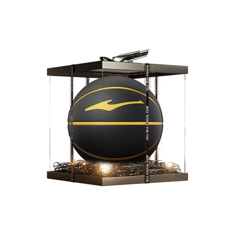Erke Rubber Basketball Black Gold Size 5 Ball Training Unisex-5