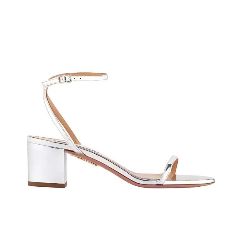 AQUAZZURA Olie One Strap Sandals 5cm Women's Silver-1