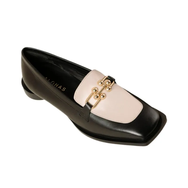 ALOHAS Loafers 2cm Women's Black White-1