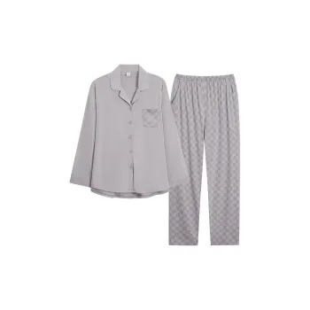Sha Qian Pajama Set Women's Light Gray