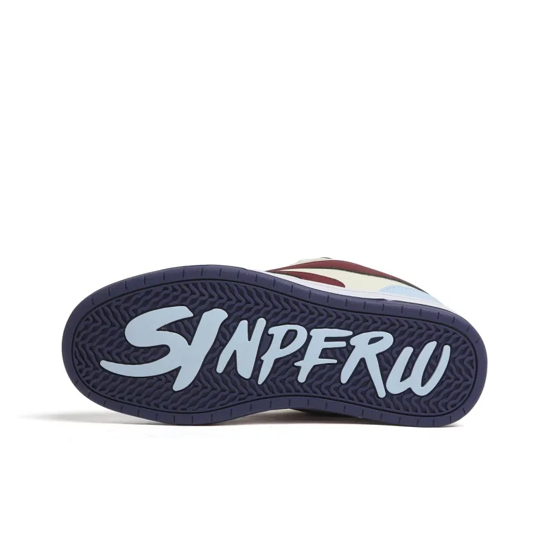 SINPERCO Anti Slip Wear Resistant Low Top Skateboard Shoes Women's Cream Blue-5