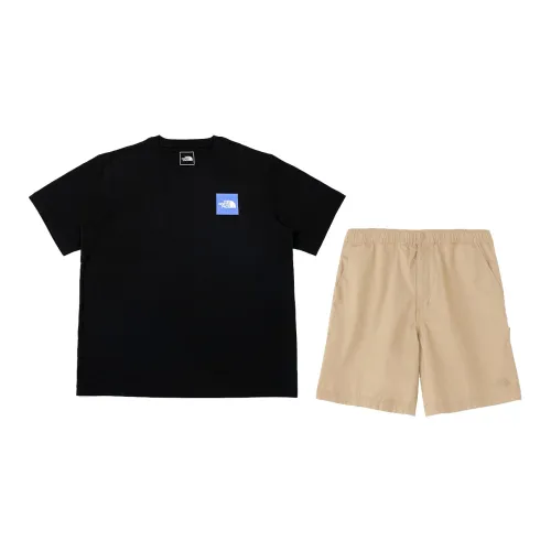 THE NORTH FACE Casual Sportswear Men Set Black Tops+Khaki Shorts