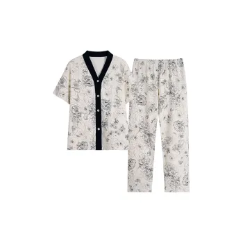 MIIOW Pajama Set Women's Pattern Moon White