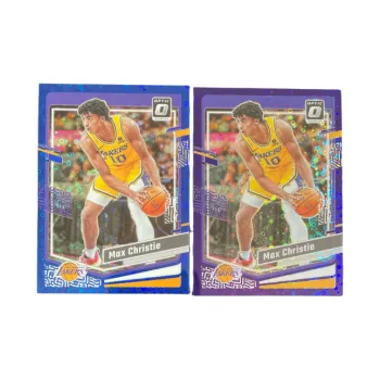 PANINI 2023 24 OPTIC Lakers Max Christie 08/49 Blue Fold+40/99 Bubbles Fold Player Card Pass Sports Cards 2 Pcs