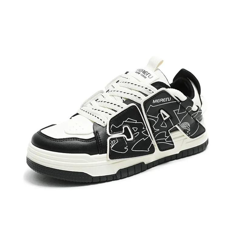 Meiretu Slip Resistant, Abrasion Resistant, Lightweight Low Top Skateboard Shoes Men's Black-1