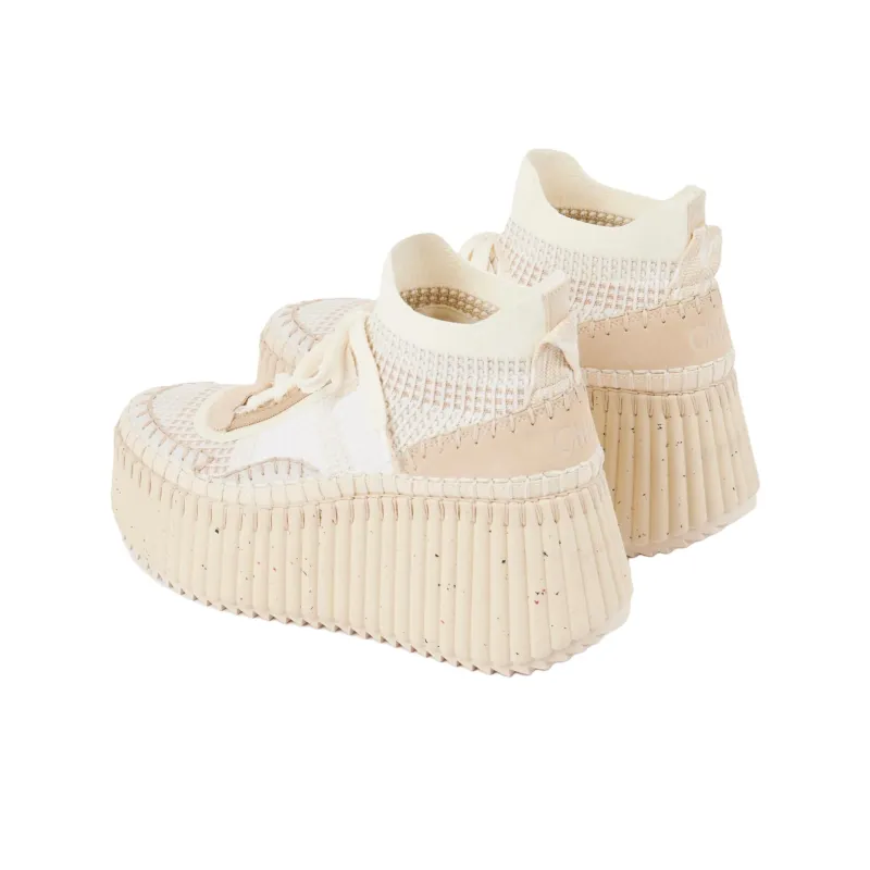 Chloe Nama Mid Top Casual Shoes Women's Beige-3
