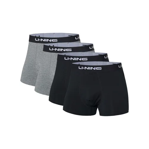 Li Ning Men's Training Series Boxer Briefs 4 Packs Black/Grey