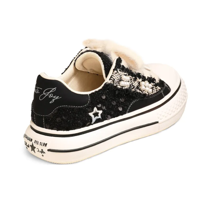 TTKJ Anti Slip And Wear Resistant Height Increasing Low Top Casual Shoes Women's Black Mulberry-4