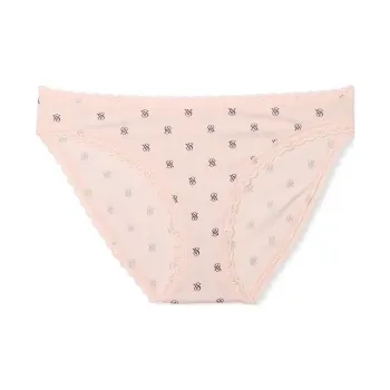 Victoria's Secret The Lacie Lace Trim Cotton Bikini Panty / VS Pink Underpants Women's 1 Pack Pink